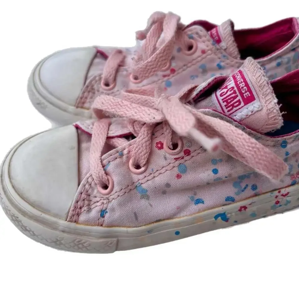 Converse‎ Chuck Taylor All Star Kids Pink Floral Polka Dot Sneakers Size 9